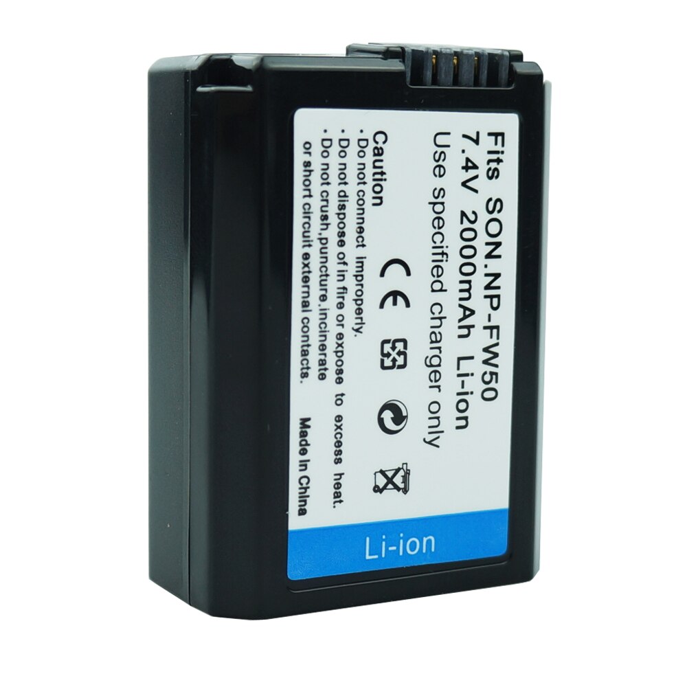 2* 2000 mah np -fw50 bateria np  fw50 kamera batteri til sony alpha  a6500 a6300 a6000 a5000 nex -3 a7 7r a7r a7ii nex -3 nex -3n nex -5