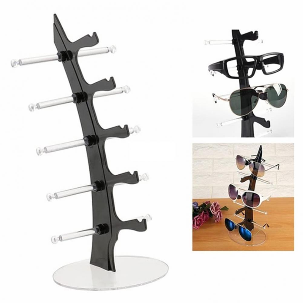 Eyeglasses Storage Holder Glasses Stand Acrylic Sunglasses Show Rack Stylish Organizer for Eyeglasses Jewelry Holds 5 Glasses