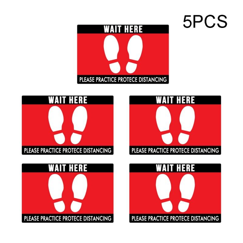 5pack45 * 30cm Social Isolation Floor Decals-safety Floor Sign Mark-keep 6 Feet Away-non-slip Stickers-A4: A3