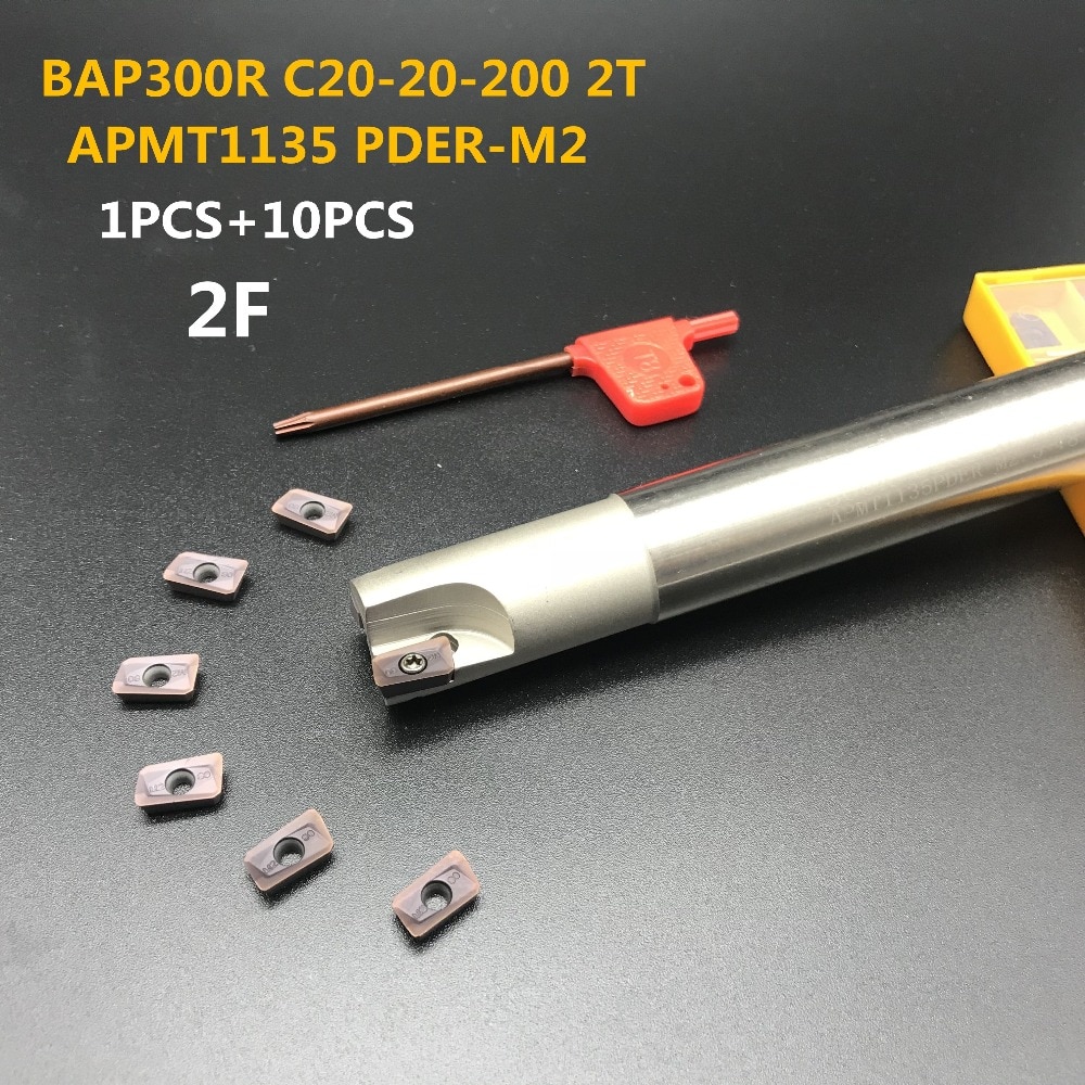 10PCS APMT1135 M2 + 1PCS 20mm frees BAP300R C20-20-200-2T hard CNC frees frees carbide insert draaibank cut
