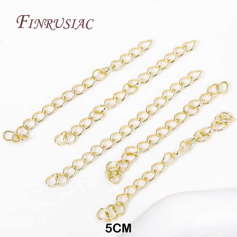 5CM Brass Extension Chain 18K Gold Plated Bulk Bracelet Tail Chain Connector DIY Chains Accessories Supplies For Jewelry: S / black