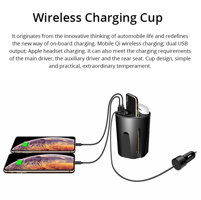 X9 Qi Wireless Charger Car 10W Cup Holder Car Charger Stand Mount for iphone 8 X XS MAX/XR/X/8 for samsung 10/S9/8 for AirPods