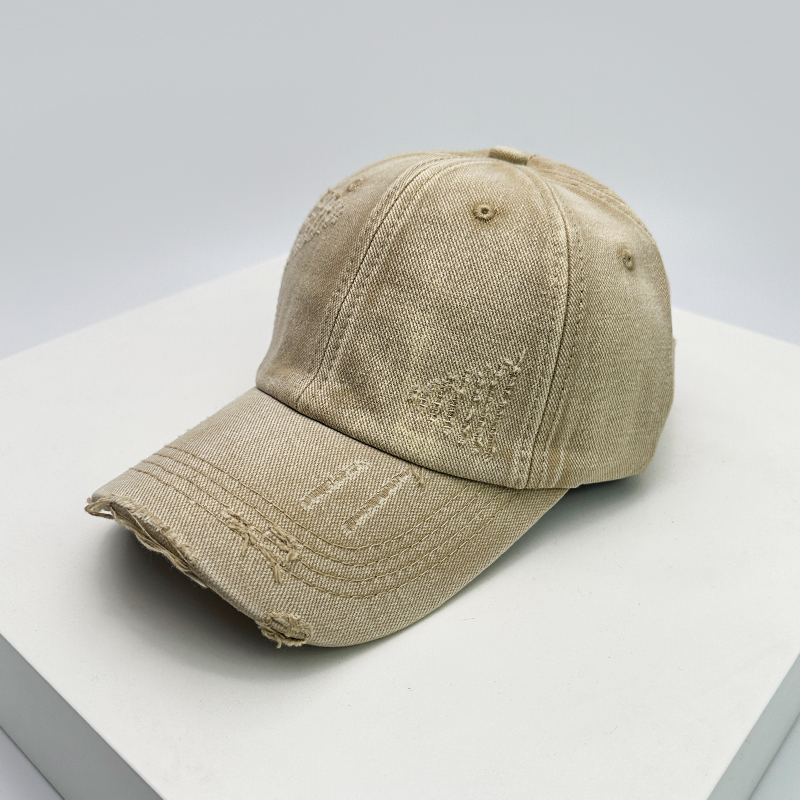 Men Women Gradient American Vintaget Broken Baseball Hats Distress Sunshade Breathable Street Snapback Cap Versatile: Red