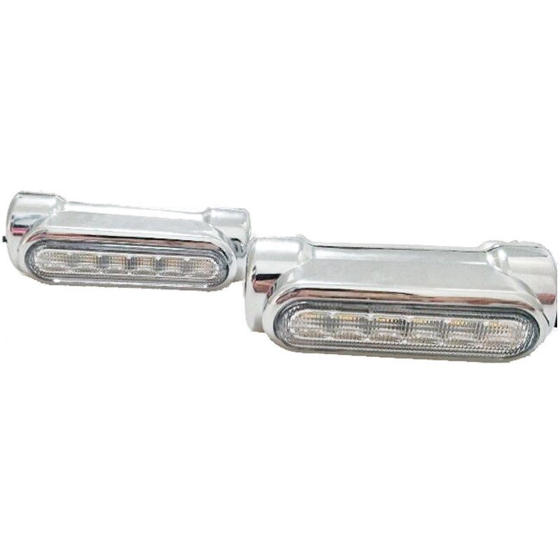 Pour Harley Victory route roi rue glisse Softail gros garçon moto autoroute barre Switchback clignotant blanc ambre LED: Chrome