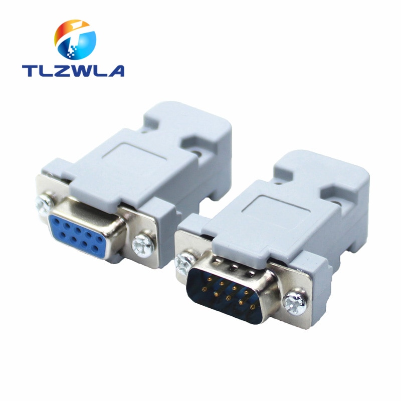 1Pcs RS232 serial port connector DB9 female socket Plug connector 9 Pin copper RS232 COM adapter with Plastic Case DIY