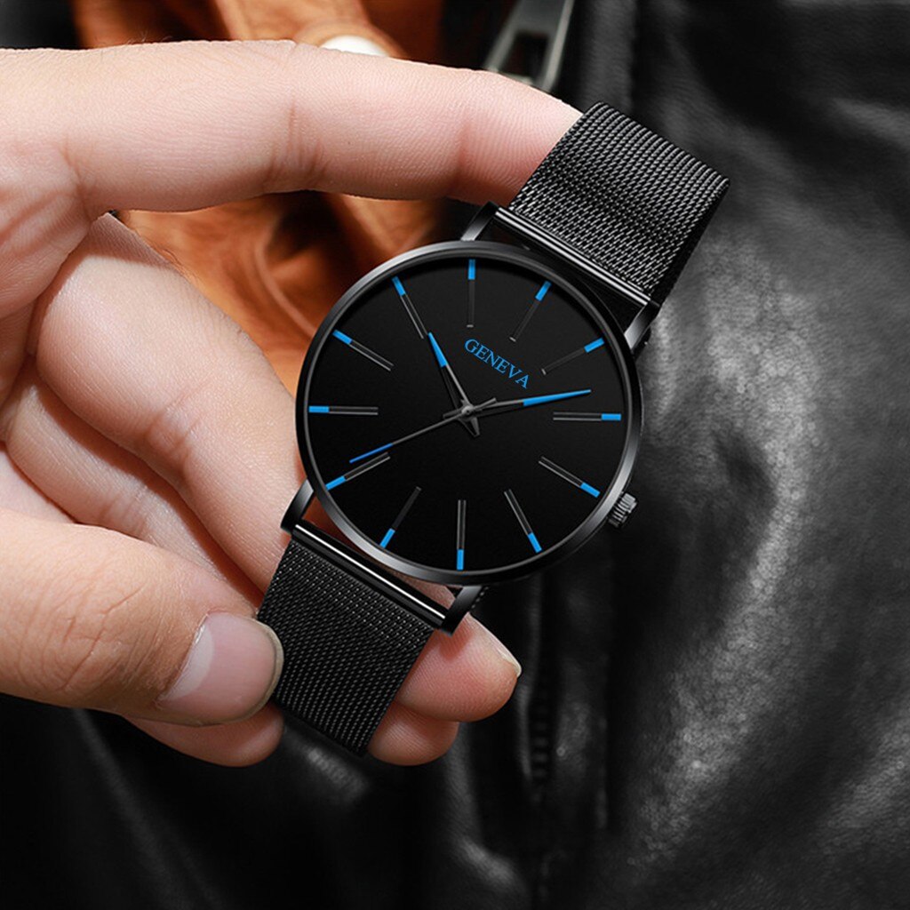 Mannen Mode Ultra Dunne Horloges Minimalistische Eenvoudige Mannen Business Roestvrijstalen Gaas Riem Quartz Horloge Relogio Masculino # Cl