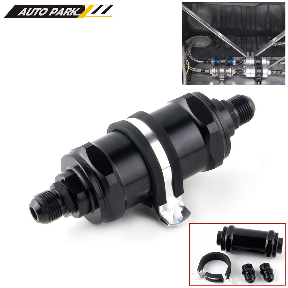 Zwart AN6 8 10 Inline Brandstof Filter E85 Ethanol Met 100 Micron Rvs Elementand Brandstoffilter FF07