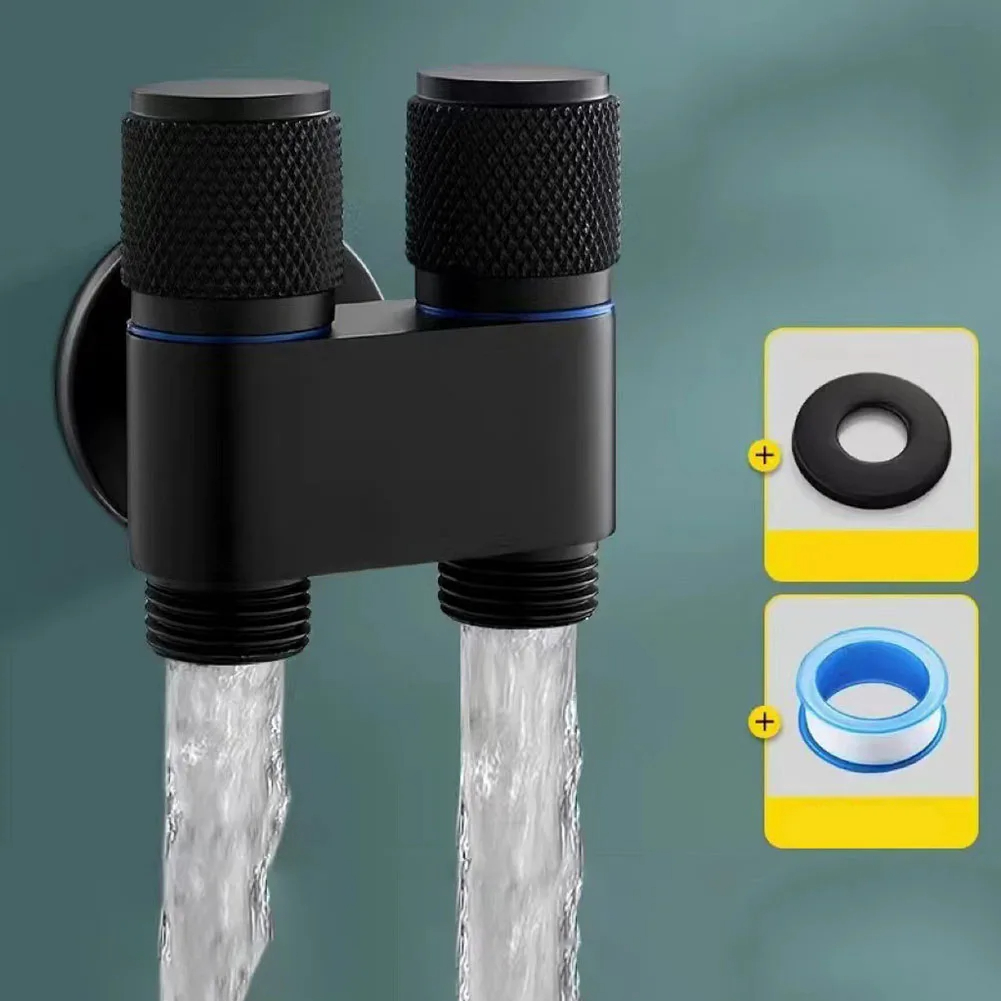 Toilet Bidet Sprayer Triangle Valve 1 In Two Double Control Faucet G1/2 Rotary Switch Shower Head Washer Washing Machine Valve