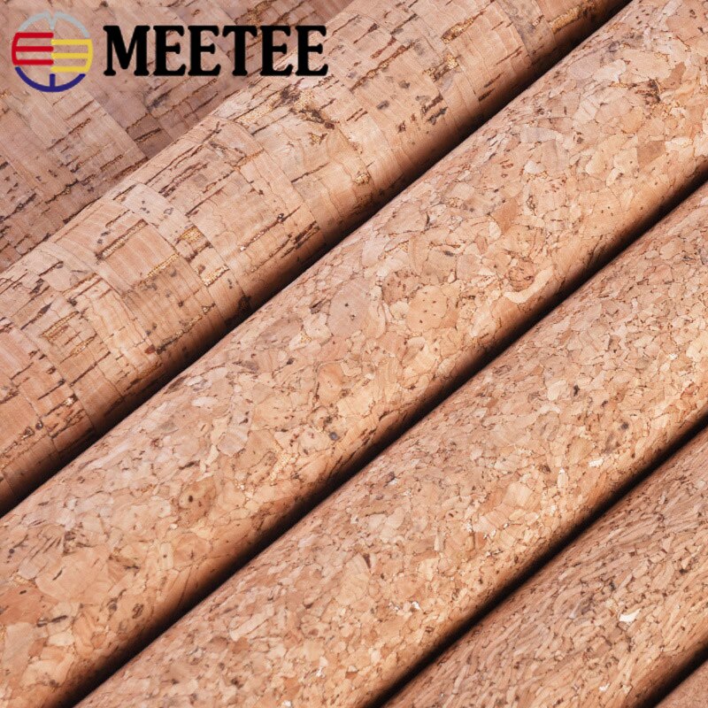 Meetee 90 x 140cm 0.5mm tissu en cuir de liège naturel pur tissu grain de bois matériau doux pour chaussures de fond sac à main décoration artisanat