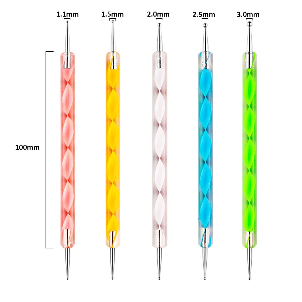 Monja 5 Stks/set Dubbele Hoofd Manicure Borstel Acryl Gel Graveren Pen Strass Kralen Decoratieve Delicate Nail Art Gereedschap: 0311
