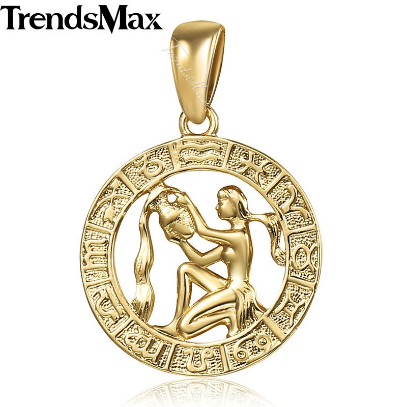 Women Men Aquarius Zodiac Sign Necklace 585 Rose Gold Chain Necklace party Jewelry GP287: GP367