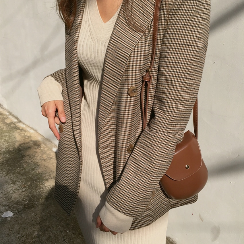 vrouwen jas herfst en winter mode vrouwen jas houndstooth korte vrouwelijke jas check jas vrouwelijke