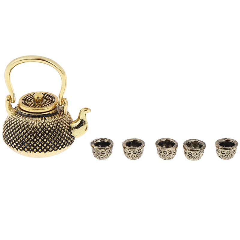 Vendita calda Tazza di Tè Insieme Teiera Bollitore 1: 12 della Mobilia del Dollhouse Miniature Sala Ware Cucina FAI DA TE Giocattolo Del Bambino Regalo Di Natale