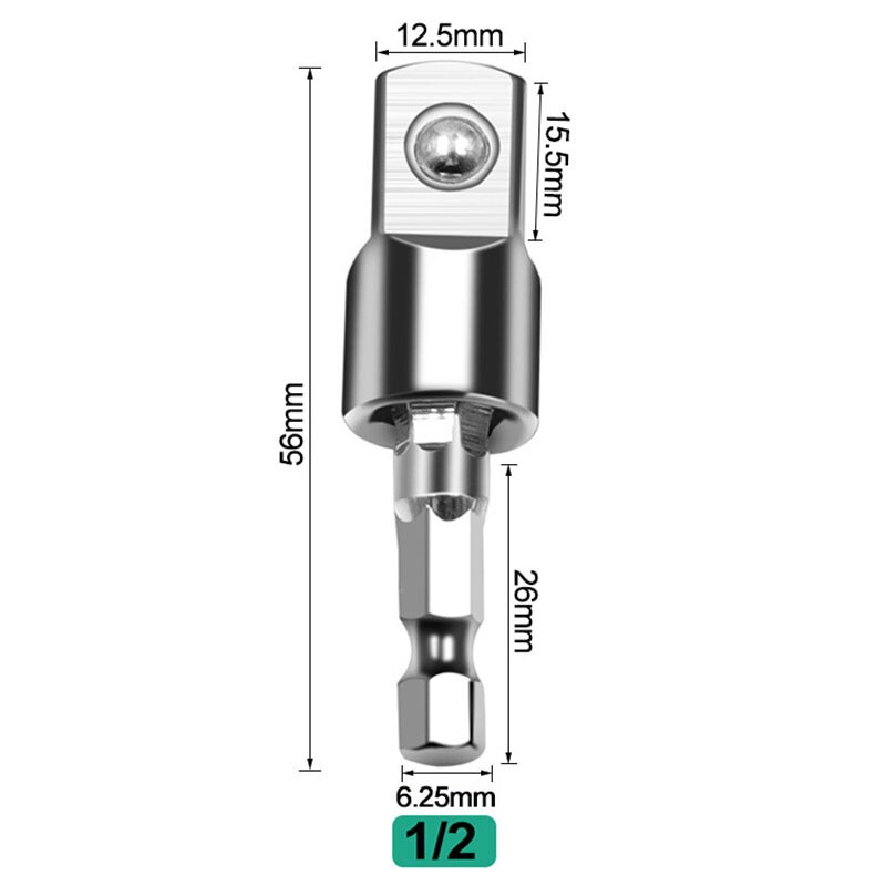 1pcElectric Drill Socket Adapter for Impact Driver with Hex Shank to Square Socket Drill Bits Rotatable Extension 1/4" 3/8" 1/2"