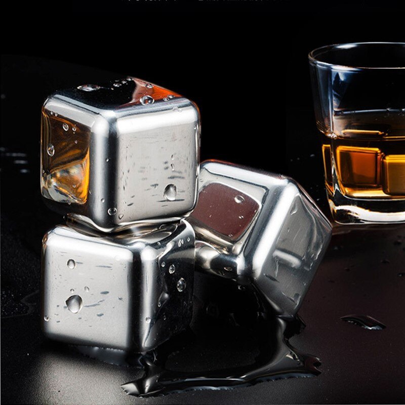 Återanvändbara isbitar i rostfritt stål kylning av whiskystenar för whiskyvin håll din dryck kall längre isstenöar