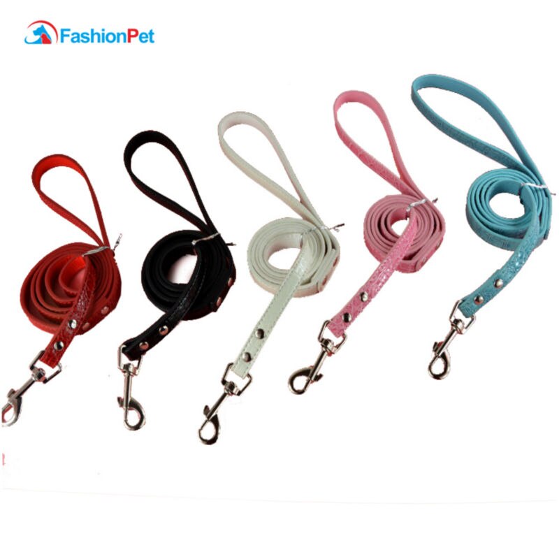 Correa de cuero suave con patrón de cocodrilo para perro, cadena de plomo para cachorro, novedad de