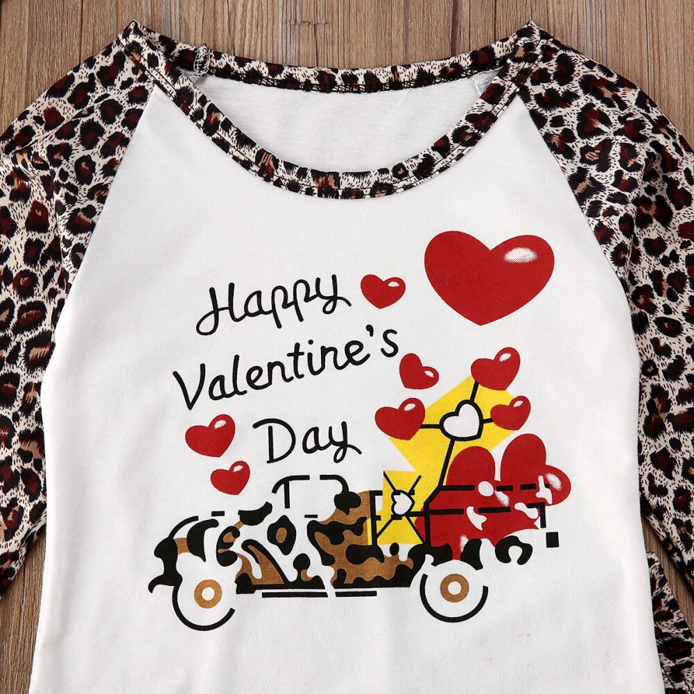 Conjunto de bebé, niño, niña, mi Feliz Día de San Valentín, Camiseta de algodón, Tops, pantalones, 2 uds, conjunto de ropa informal nueva para niños 6M-5Y