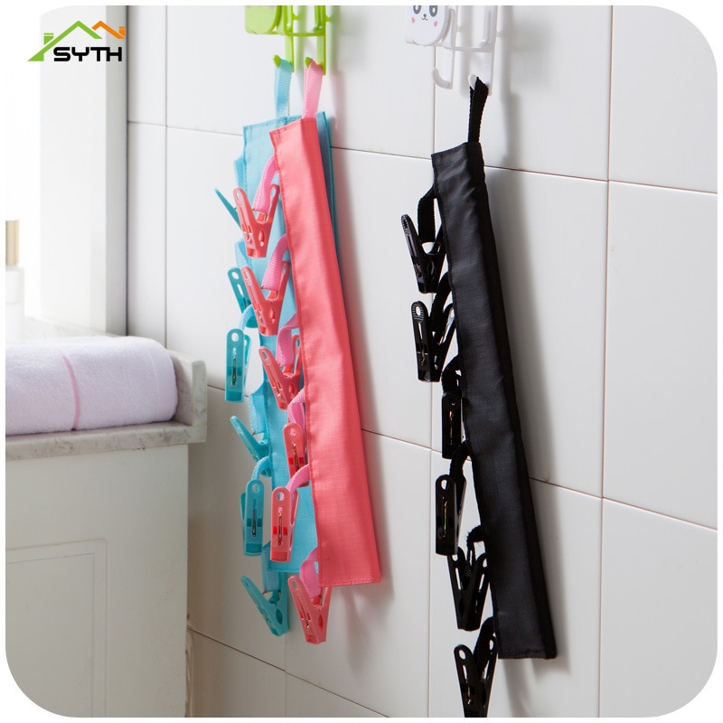 Serise Multifunctional Portable Cloth Hanger Drying Rack Foldable Bathroom Rack Travel Clothespin 6 Clip Hanger Towel