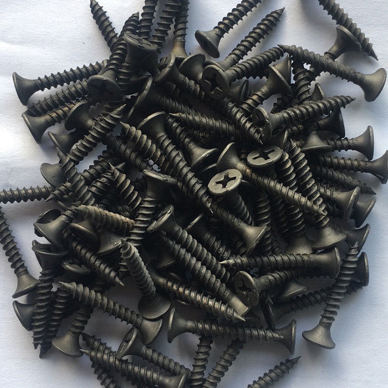Tornillos de cabeza plana Phillips M3.5 para paneles de yeso, tornillos de rosca empotrada en cruz, avellanado de fósforo ceniza, tornillos autorroscantes para madera, 50 piezas