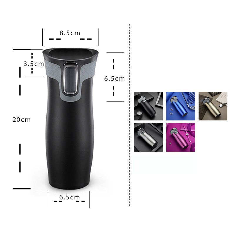Taza de Viaje de acero inoxidable taza térmica hermética vaso taza de café con fácil de limpiar tapa Premium de café reutilizable taza 450ml