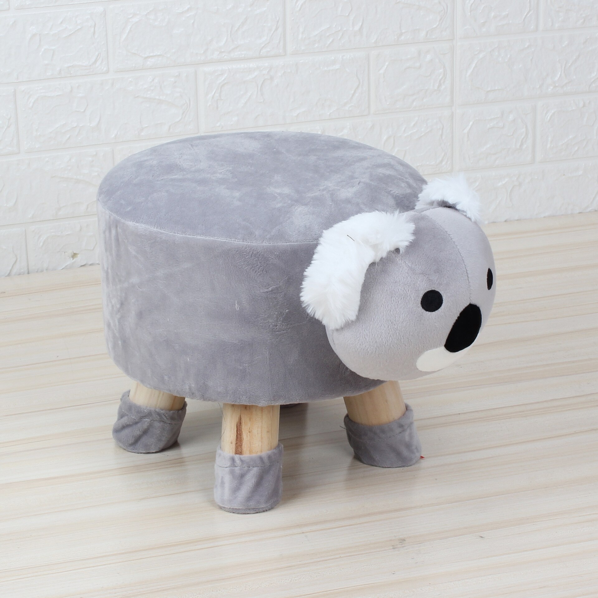 Cartoon Animal Stool Solid Wood Children's Coffee Table Home Small Sofa Removable and Washable Panda Lamb Elephant Cow: Bantam koala