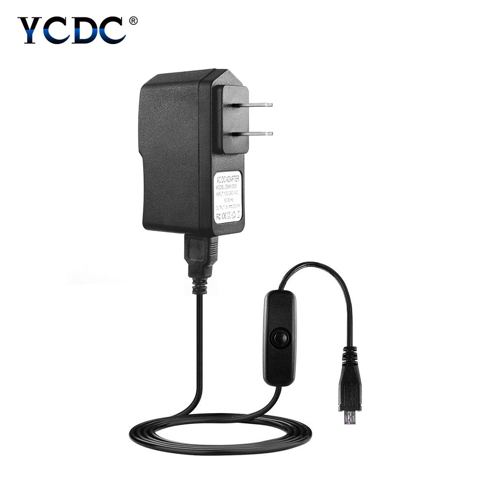 Verkkovirtalähde 5v 2.5a usb-laturisovitin mikro-usb-kaapeli led-nauhavalolle, langattomat reitittimet, keskitin: Pistoke ja kytkin