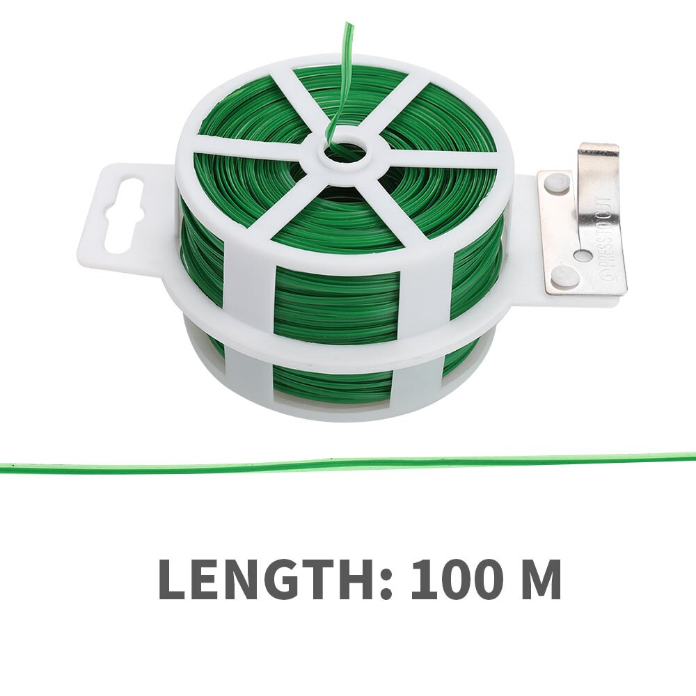 100M Sterke Groene Gecoate Draad Met Cutter, Plastic Gecoat Ijzeren Kabelbinder, wire Binding Touw Voor Tuinieren En Tuinieren: Default Title