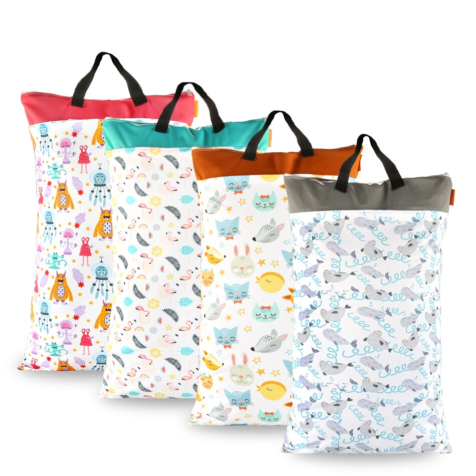Bolsa de cubo grande para colgar pañales de tela, insertos de pañales de lavandería con dos cremalleras, impermeable, reutilizable, 1 pieza