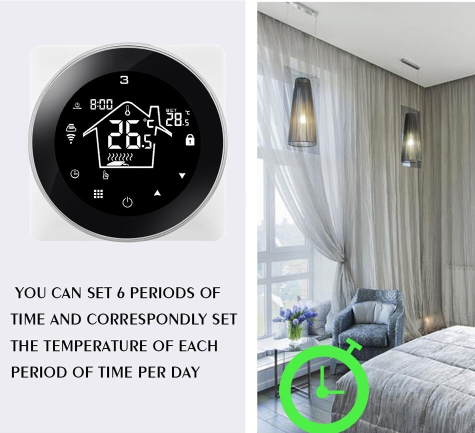 HY312-WIFI Ronde Slimme Thermostaat Met Grote Touch Screen Elektrische Vloerverwarming Wifi Contral Met Tuya,Alexa