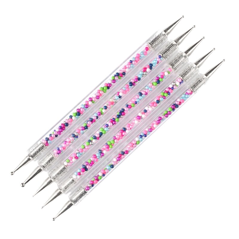 5 Pc Point Pen 2 Way Dotting Pen Tool Nail Art Tip Dot Paint Manicure Kit: Default Title