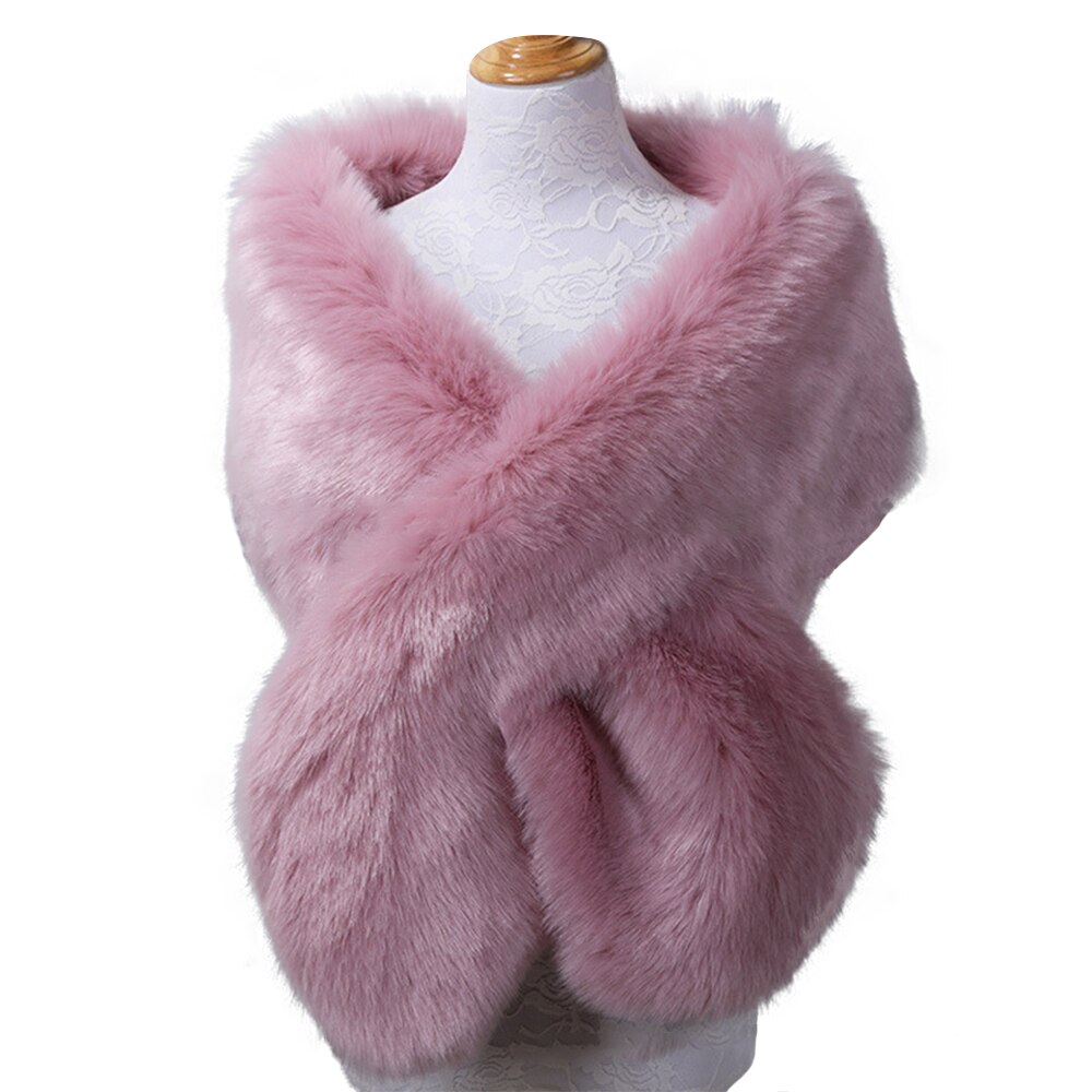 Thermische Thicken Wedding Bridal Wrap Faux Fur Winter Warm Vrouwen Sjaal Roze Elegante Outdoor Cape Dagelijks Lady Party Sjaal Gratis size: Default Title