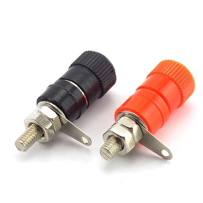10pcs Black&Red Set 4mm Iron Pin Banana Plug Speaker Screw