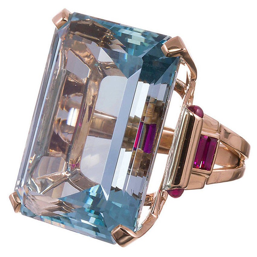 groß CZ kubisch Zirkon Stein Rose Gold Farbe Ring Blau Kristall Engagement Ringe für Frauen Party Hochzeit Schmuck Bague femme