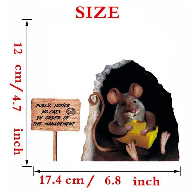 3D Cute Mouse Stereo Wall Sticker, Home Decoration, PVC Sticker Pattern Single-piece Package Modern: 5