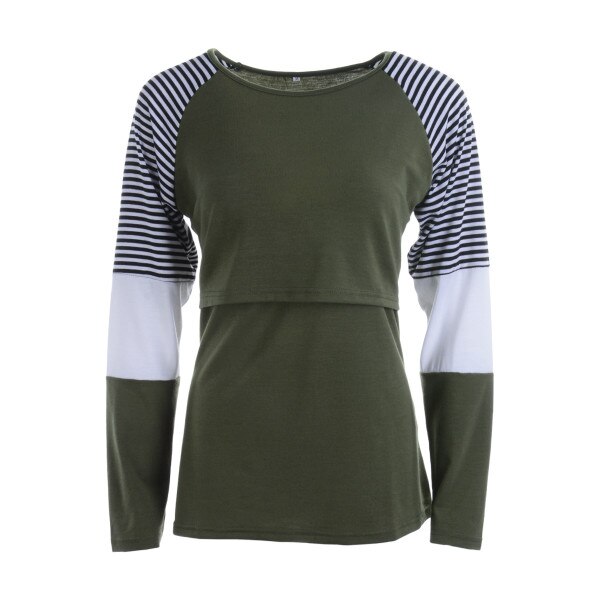 in gravidanza Maternità Vestiti assistenza infermieristica superiore Allattamento al seno Taglia Camicia A Maniche Lunghe S-2XL: esercito verde / XL