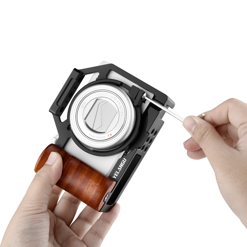 Impugnatura a gabbia ZV1 per gabbia per fotocamera Sony ZV1 con impugnatura laterale in legno scarpa fredda 1/4 &quot;foro per vite per microfono treppiede a LED