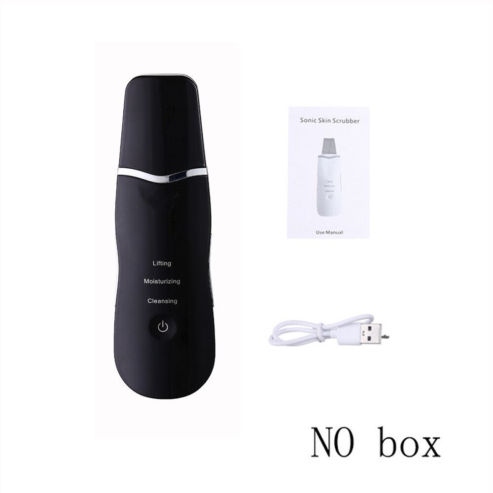 Ultrasonic Skin Scrubber Skin Ultrasonic Cleaning Peeling Extractor Facial Lifting Peeler Deep Cleaning Beauty Apparatus: black no box