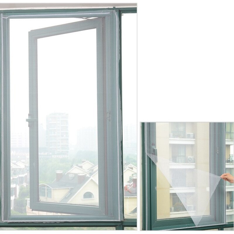 Door Window Screen Netting Inset Window Screen Mesh DIY Mesh Home Net Curtain Cut Netting Mosquito Net with Self Adhesive Velcro