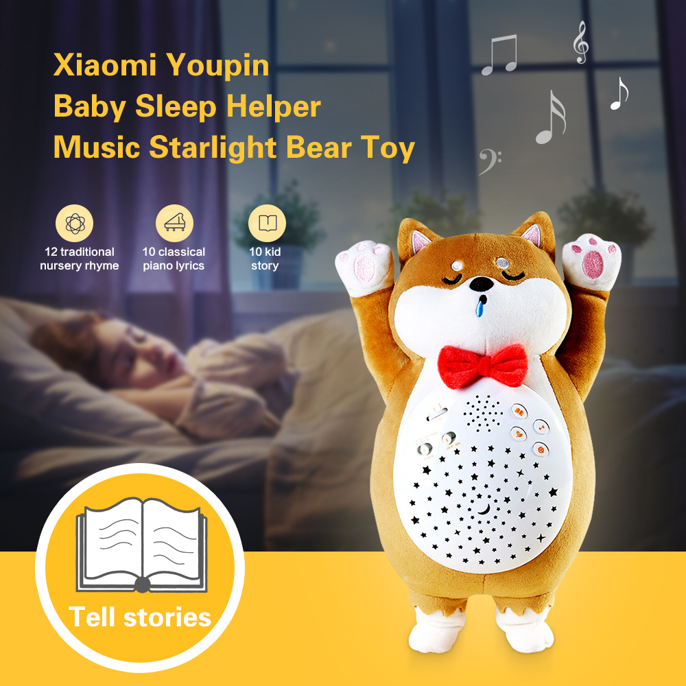 Baby Sleep Helper Music Starlight Projection Bear Toy Plush Light-Up Toys For 0-6 Years Old Kid 4 Sound Modes