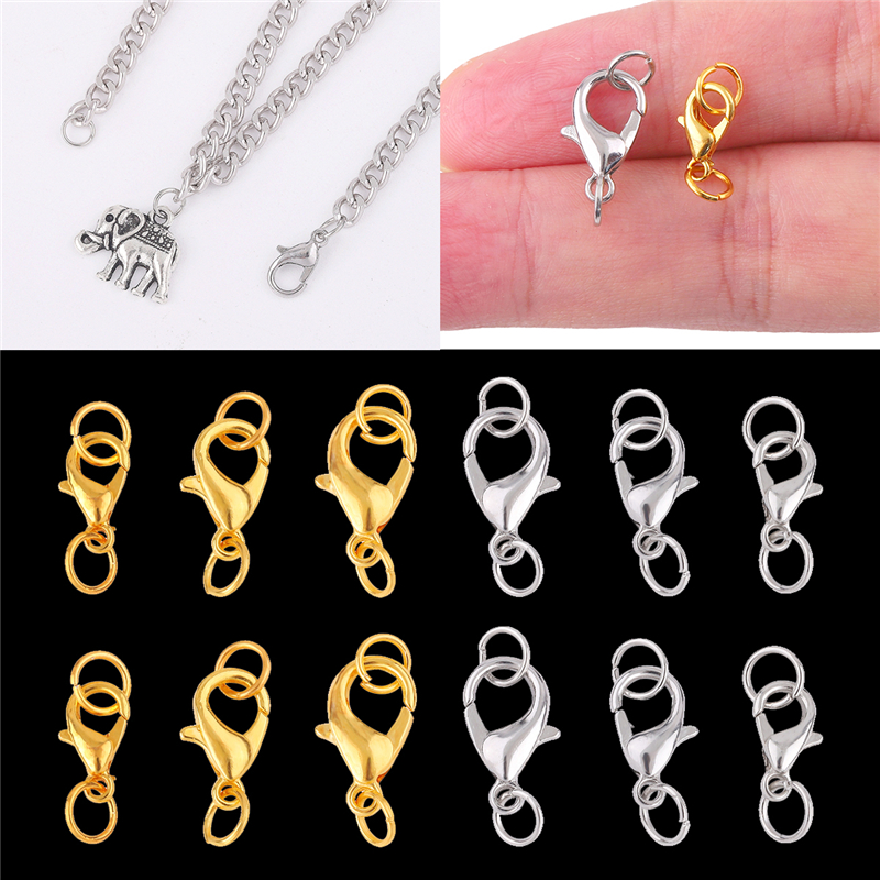 10 Teile/los Gold Rhodium Überzogene 10 12 14mm Karabinerverschluss Anschlüsse Für Armbänder Schmuck Machen Haken Zubehör Liefert DIY