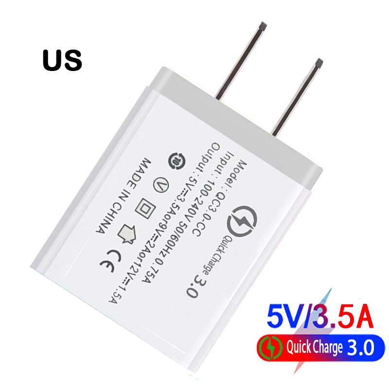 18W US EU Portable Mobile Phone Charger QC 3.0 Fast Charger Adapte For iphone Samsung Huawei Xiaomi: US Whiet