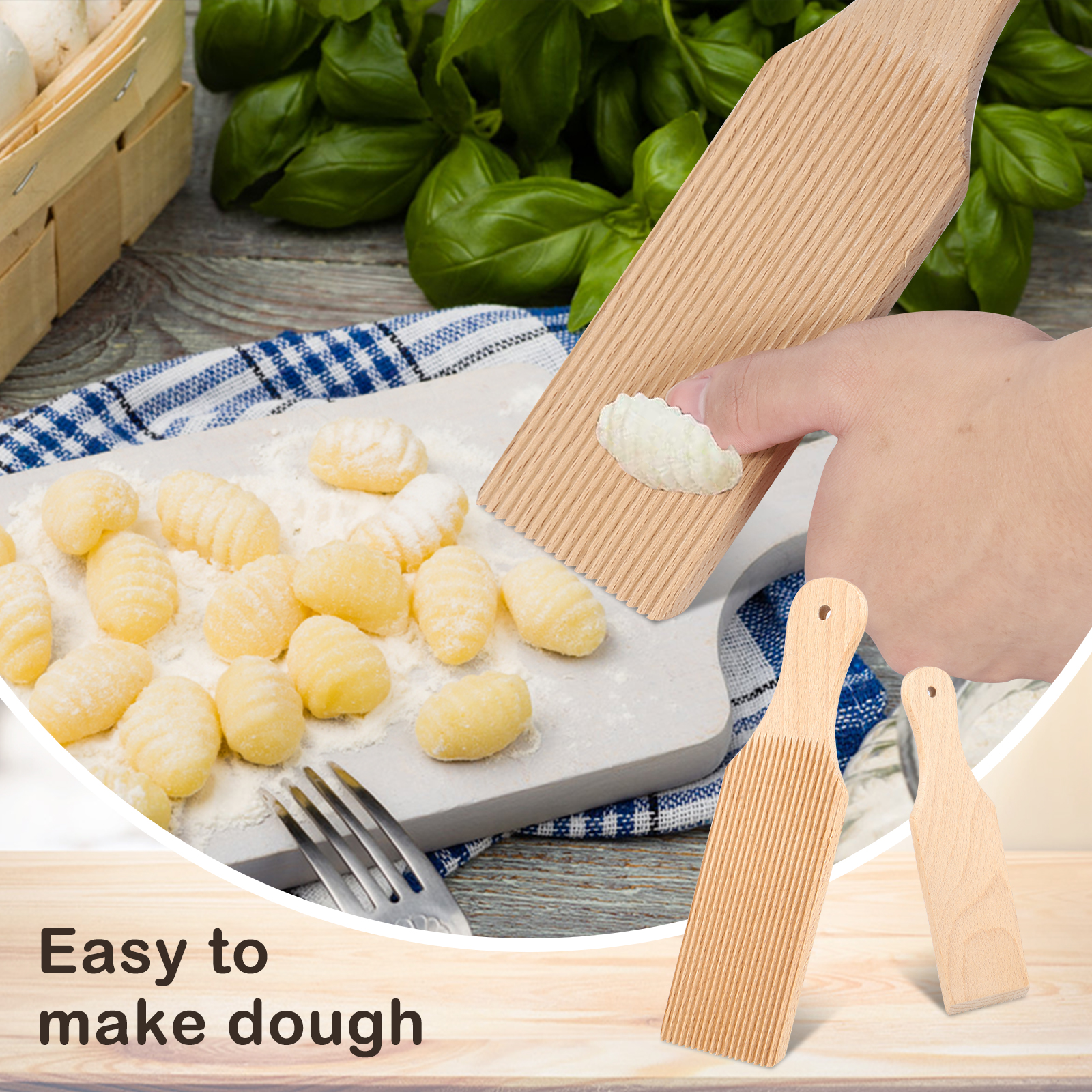Planche à pâtes Gnocchi en bois, pagaies de poupée 9.1x2.8, planche à pâtes Macaroni Spaghetti amaran, zones de fabrication de Gnocchi pratiques, pâtes faites