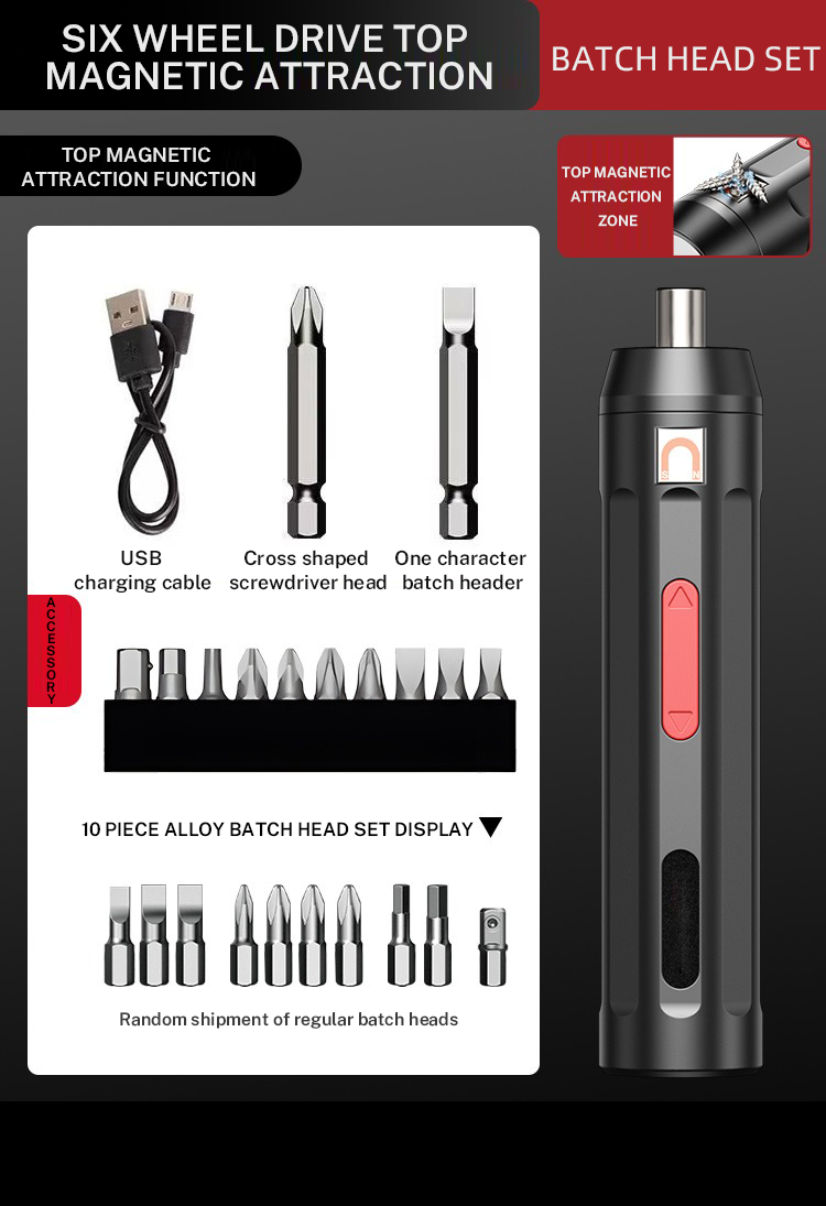 Electric Screwdriver Cordless, Rechargeable Power Screwdrivers Set, Automatic Home Repair USB Cable Tool Kit with LED Lights: Silver