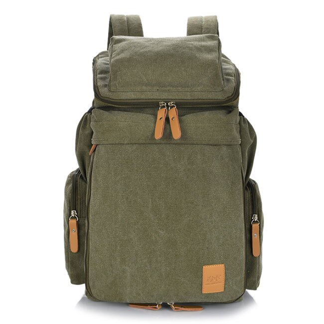 Top décontracté hommes sac à dos toile étudiants école sac à bandoulière ordinateur portable sac à dos grand voyage sacs à dos coréen: Green