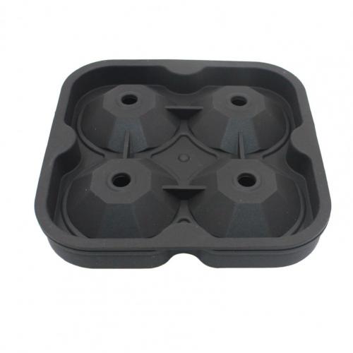Ice Cube Box Reusable Food Grade Silicone Diamond Ice Cube Tray for Kitchen: Black