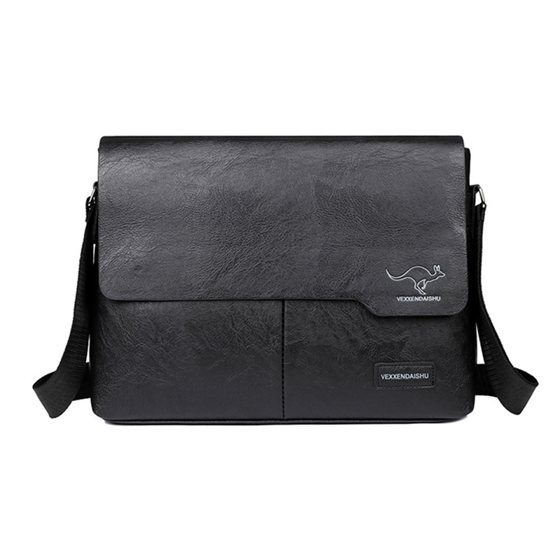 Pu Leder Herren Aktentasche männlich Exekutive Dokument Schulter Jahrgang Geschäft arbeiten Bote überqueren Karosserie Seite Caddie Tasche: Schwarz