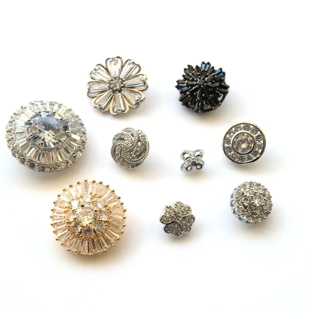 5pc Luxury Crystal buttons for clothing Cubic zirconia button for coat Decorative CZ sewing buttons for suits cardigan