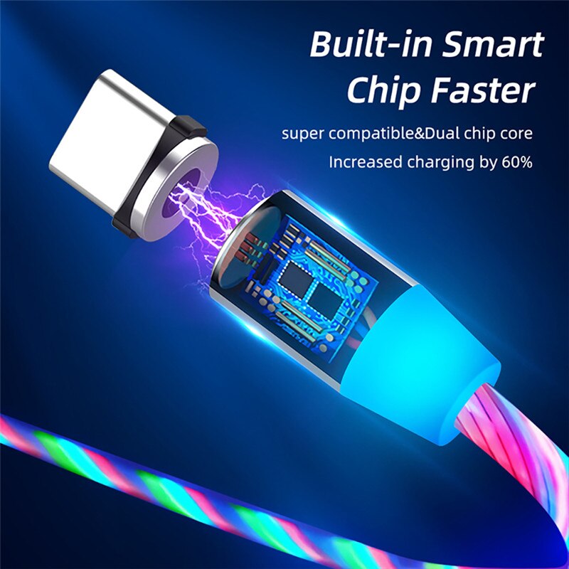 1m Magnetische Kabel Micro USB Typ C Android Schnelle Lade Draht Kabel Für iPhone 11 12 Pro Max 8 X Glow LED Beleuchtung Magnet Ladegerät