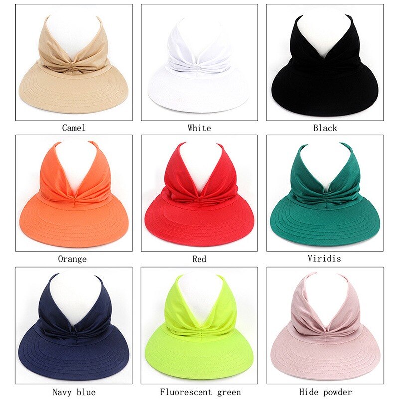Women's Summer Sun Hat Anti-ultraviolet Elastic Hollow Top Sun Visor Hat