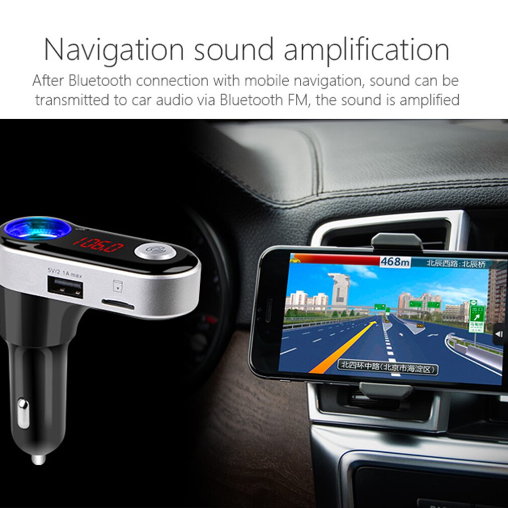 5V/2.1A Multifunctionele 4-In-1 Auto Bc Fm-zender Met Usb Flash Drives/Tf muziekspeler Usb Autolader